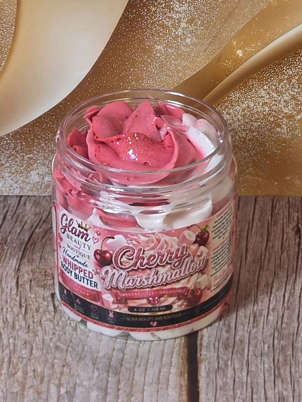 Cherry Marshmallow Whipped Body Butter. Handmade Shea, Cocoa & Mango Bu